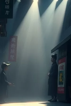 夜色下的港口码头全景，悬疑剧集《雾港来信》主视觉画面